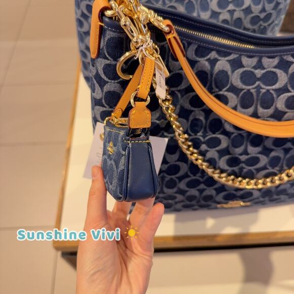 NWT Limited Coach CZ085 Mini Nolita Bag Charm In Signature Denim - Picture 3 of 9
